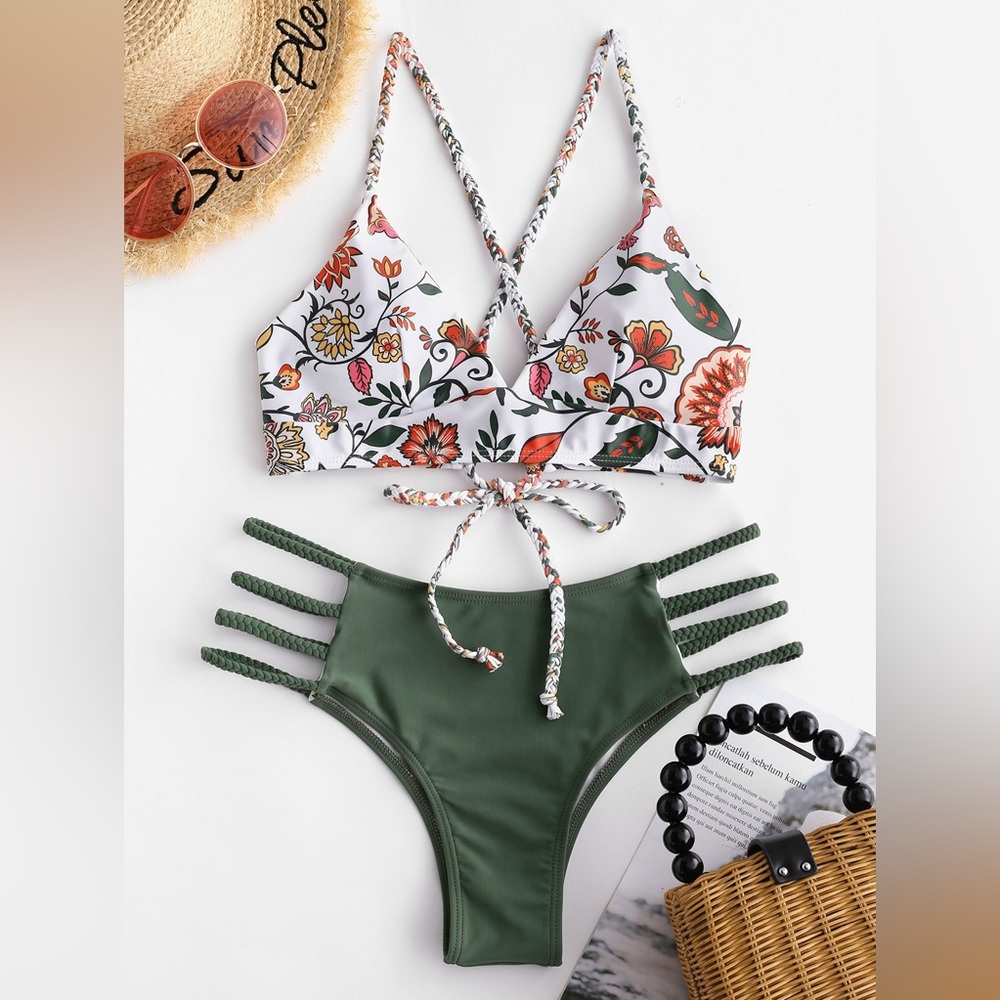 UNVL Cross Cross Bikini Set Lace Up Bikini - Picture 1 of 6